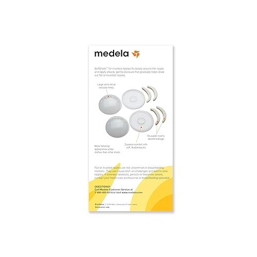 메델라 Medela SoftShells Breast Shells for Flat or Inverted Nipples, Discreet Breast Shells for Your Unique Body, Flexible and Easy to Wear, Made without BPA