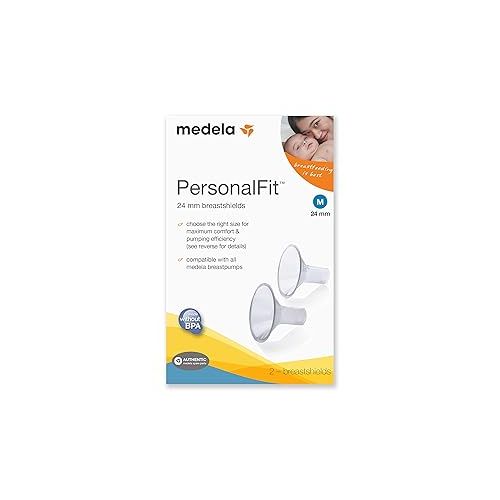 메델라 Medela PersonalFit Breast Shields, 2 Pack of Medium 24mm Breast Pump Flanges, Authentic Medela Spare Parts, Made Without BPA