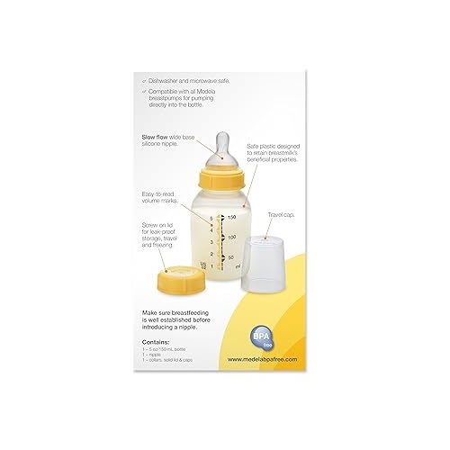 메델라 Medela Breast Milk Storage Bottle, 5 Ounce Breastfeeding Bottle, Made Without BPA, Safe for Dishwashers and Microwaves