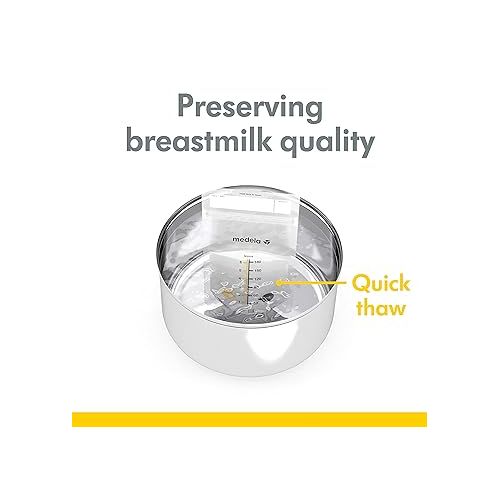 메델라 Medela Breast Milk Storage Bags, 100 Count, Ready to Use Breastmilk Bags for Breastfeeding, Self Standing Bag, Space Saving Flat Profile, Hygienically Pre-Sealed, White, 6 Ounce