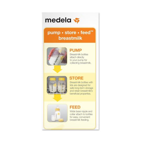 메델라 [아마존베스트]Medela Breast Milk Bottle Set, 5 Ounce, 3 Pack with Nipples, Lids, Wide Base Collars and Travel Caps, Made...