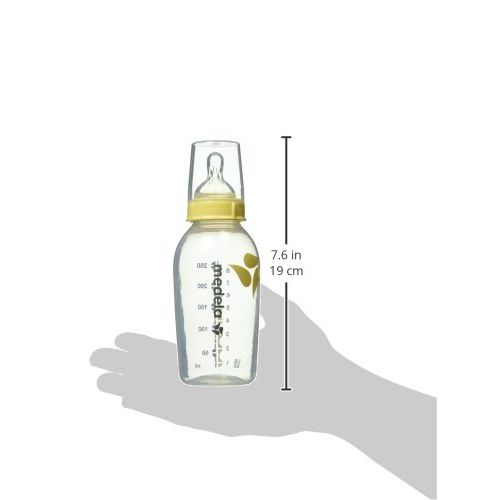 메델라 [아마존베스트]Medela Breast Milk Bottle Set, 8 Ounce, 3 Pack with Nipples, Lids, Wide Base Collars and Travel Caps, Made without BPA