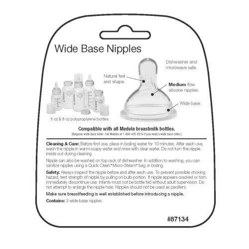 메델라 [아마존베스트]Medela Medium Flow Wide Base Nipple for 4-12 months (Pack of 3)