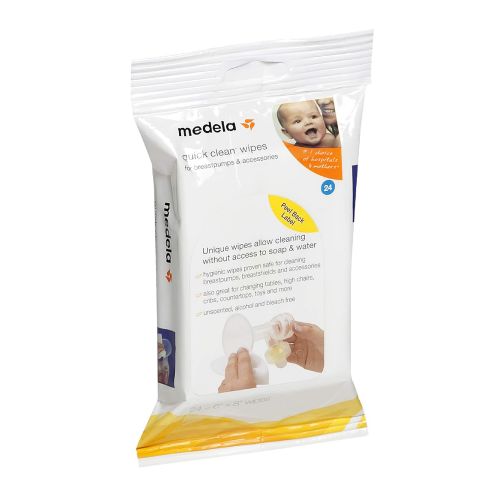 메델라 [아마존베스트]Medela, Quick Clean Breast Pump and Accessory Wipes, Convenient Portable Cleaning, Hygienic Wipes Safe for Tables, Chairs, Cribs, and Countertops, 24 Wipes Per Resealable Pack