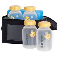 [아마존베스트]Medela Breast Milk Cooler and Transport Set, 5 ounce Bottles with Lids, Contoured Ice Pack, Cooler Carrier Bag