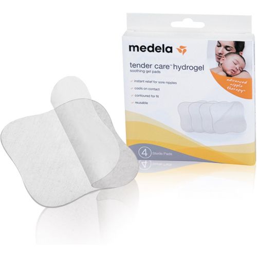 메델라 Medela Soothing Gel Pads for Breastfeeding, 4 Count Pack, Tender Care HydroGel Reusable Pads, Cooling Relief for Sore Nipples from Pumping or Nursing