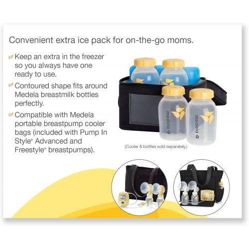 메델라 Medela Ice Pack for Breast Milk Storage, Contoured Shape Designed to Fit Breastmilk Bottles, for On The Go or Traveling Moms