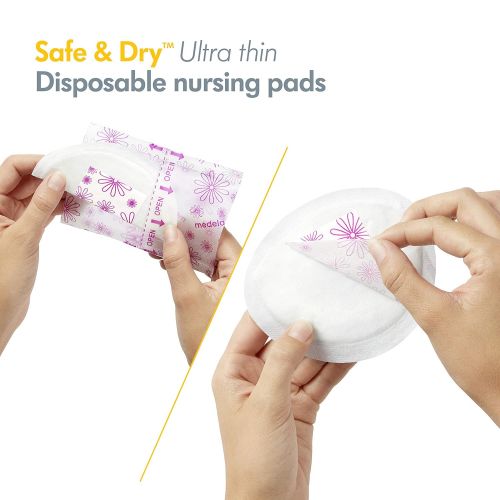 메델라 Medela Safe & Dry Ultra Thin Disposable Nursing Pads, 120 Count Breast Pads for Breastfeeding, Leakproof Design, Slender and Contoured for Optimal Fit and Discretion