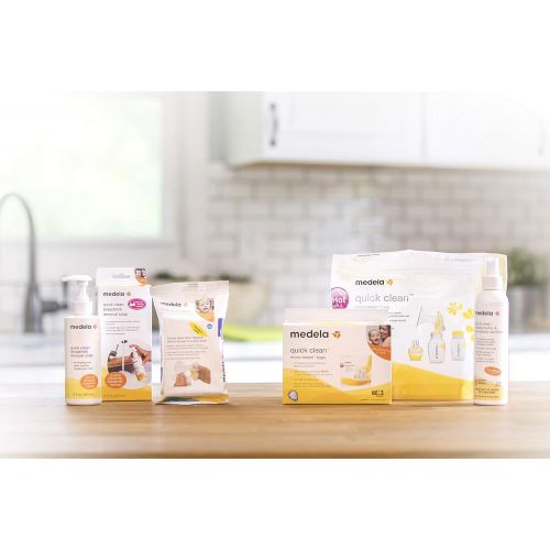 메델라 Medela Quick Clean Micro-Steam Bags, 12Count Sterilizing Bags for Bottles & Breast Pump Parts, Eliminates 99.9% of Common Bacteria & Germs, Disinfects Most Breastpump Accessories