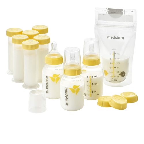 메델라 Medela Breastfeeding Gift Set, Breast Milk Storage System; Bottles, Nipples, Travel Caps, Breastmilk Storage Bags and More, Made Without BPA