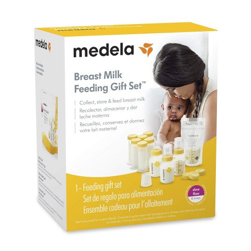 메델라 Medela Breastfeeding Gift Set, Breast Milk Storage System; Bottles, Nipples, Travel Caps, Breastmilk Storage Bags and More, Made Without BPA