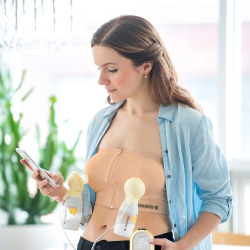 메델라 Medela Easy Expression Hands Free Pumping Bra, Nude, Medium, Comfortable and Adaptable with No-Slip Support for Easy Multitasking