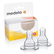 Medela Medium Flow Silicone Teats for Breastmilk Bottle Feeding (2-Pack)