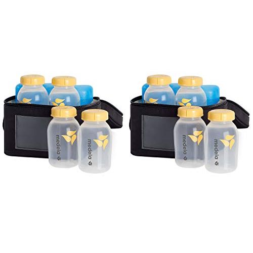 메델라 Medela Breast Milk Cooler and Transport Set, 5 Ounce Bottles with Lids, Contoured Ice Pack, Cooler Carrier Bag (2 Pack)