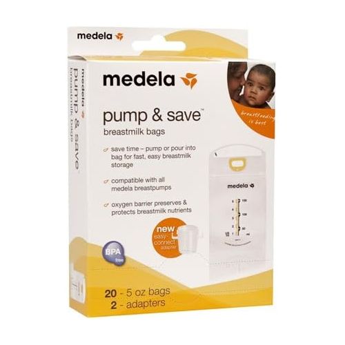 메델라 Medela Breast Pump and Save Breast Milk Bags, 20 Count