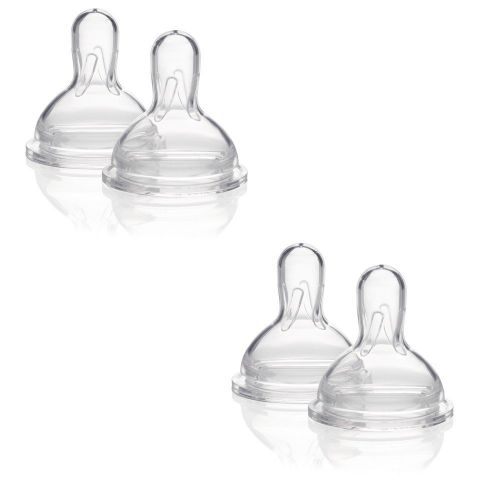 메델라 Medela Medium-Flow Wide Base Nipples for 4-12 Months (2 Packs of 3)