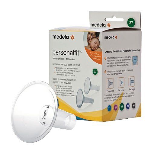 메델라 Medela PersonalFit Breastshields (2), Size: Large (27mm) in Retail Packaging (Factory Sealed) #87074 (Original Version)