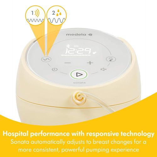 메델라 Medela 101037319 Sonata Smart Breast Pump, Hospital Performance Double Electric Breastpump, Rechargeable, Flex Breast Shields, Touch Screen Display, Connects to Mymedela App, Lacta