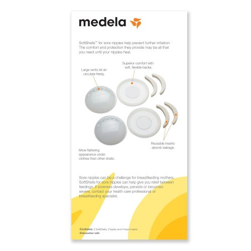 메델라 Medela SoftShells Breast Shells for Sort Nipples for Pumping or Breastfeeding, Discreet Breast Shells for Your Unique Body, Flexible and Easy to Wear, Made Without BPA