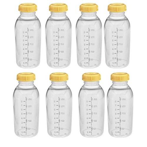 메델라 Medela Breastmilk Collection Storage Feeding Bottle with Lids-8 Pack (8 Bottles and 8 Lids)w/lid 8oz /250ml