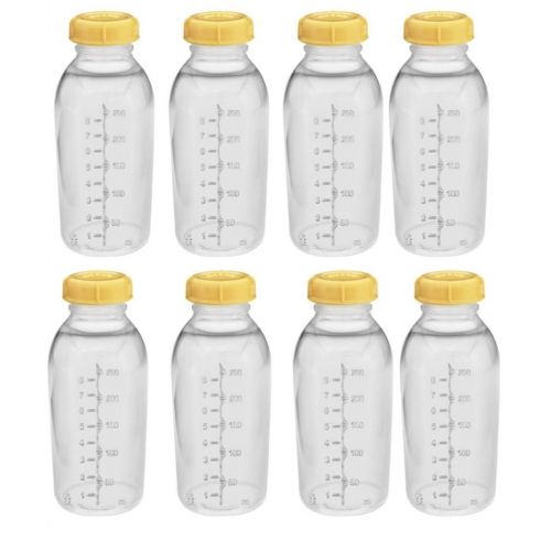메델라 Medela Breastmilk Collection Storage Feeding Bottle with Lids-8 Pack (8 Bottles and 8 Lids)w/lid 8oz /250ml