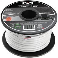 Mediabridge 16AWG 4-Conductor Speaker Wire (200 Feet, White) - 99.9% Oxygen Free Copper - UL Listed CL2 Rated for In-Wall Use (Part# SW-16X4-200-WH )