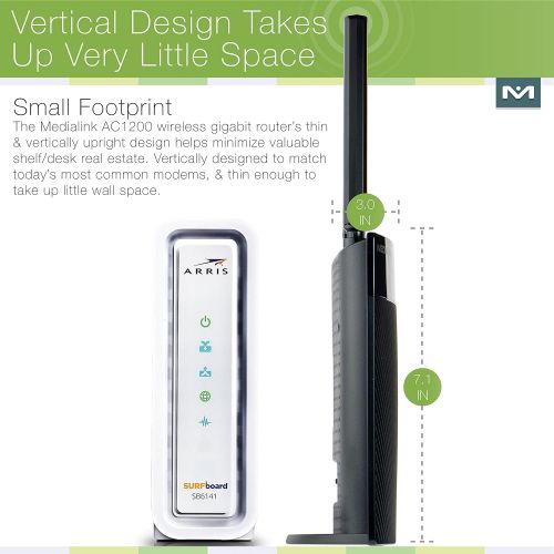  Mediabridge Medialink AC1200 Wireless Gigabit Router - Gigabit (1000 Mbps) Wired Speed & AC 1200 Mbps Combined Wireless Speed (Part# MLWR-AC1200R)