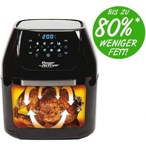  Mediashop Power Airfryer Multi-Function Heissluftfritteuse | Drehgrill | Doerrautomat | Rezeptheft | Grillspiess | 1800 Watt | fettfrei grillen ohne OEl | Das Original aus dem TV