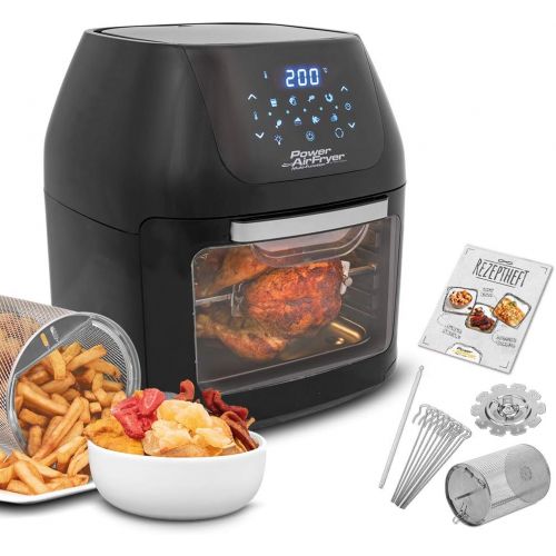  Mediashop Power Airfryer Multi-Function Heissluftfritteuse | Drehgrill | Doerrautomat | Rezeptheft | Grillspiess | 1800 Watt | fettfrei grillen ohne OEl | Das Original aus dem TV