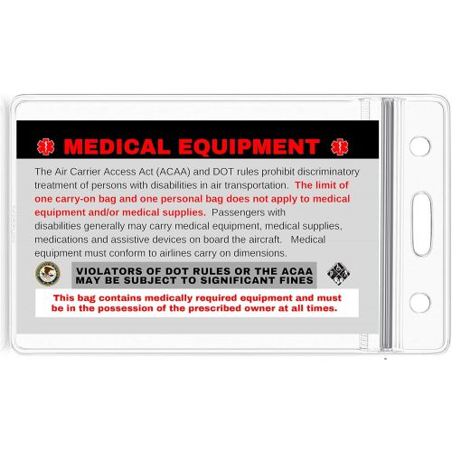  Medical Equipment Luggage Tag Medical Alert Equipment Luggage Tag - Handle with Care, DOT and ACAA regulations (MELT-112) Quantity (2)