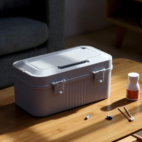  Medicine box First Aid Kit Multi-Function Household Multi-Layer Drug Storage Box FANJIANI (Color : Gray)