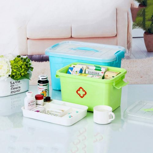  Medicine box Multi-Layer Drug Storage Box Household First Aid Kit FANJIANI (Color : Blue, Size : 402822.5CM)