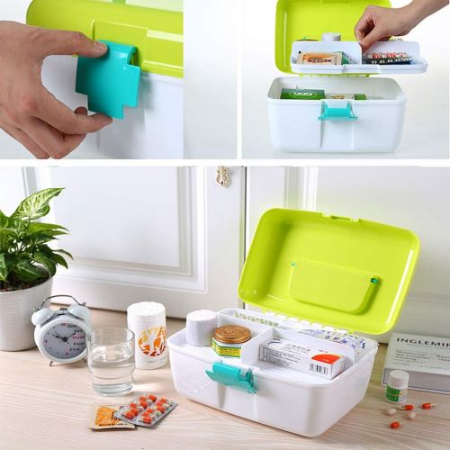  Medicine box Household Multi-Layer Medical Emergency Medicine Storage Box Health Box Plastic First Aid Kit FANJIANI (Color : Green)