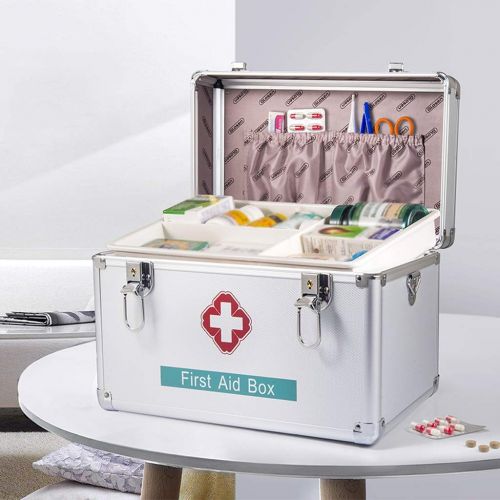  Medicine box Household First Aid Box Storage Portable Medical Treatment Aluminum Alloy FANJIANI (Color : 16 inch)
