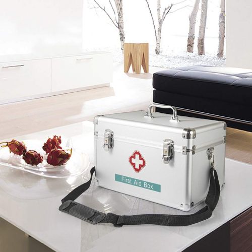  Medicine box Household First Aid Box Storage Portable Medical Treatment Aluminum Alloy FANJIANI (Color : 16 inch)