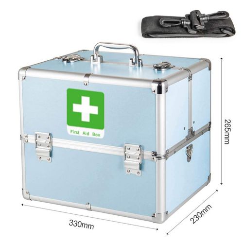  Medicine box Household Aluminum Alloy Multi-Layer First Aid Kit Medical Drug Storage Box FANJIANI (Color : Blue)