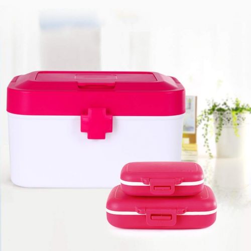  Medicine box Household Medicine Storage Box Medical First Aid Kit FANJIANI (Color : Rose red, Size : B)
