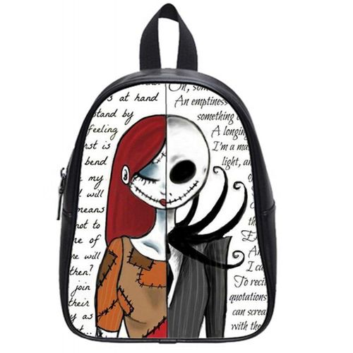  Medium Backpack Soft PU Backpack School Bag Travel Bag Jack Skellington Pattern- Medium