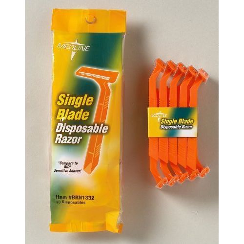  Medline BRN1332 Latex Free Disposable Single Blade Facial Razor, Orange (Pack of 500)