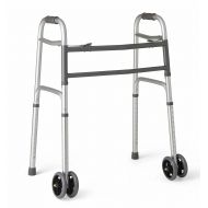 Medline Heavy Duty Bariatric Folding Walker with 5 Wheels with Durable Plastic Handles