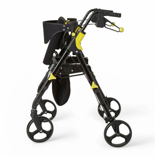  Medline Premium Empower Folding Mobility Rollator Walker with 8-inch Wheels, Black