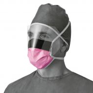 Medline Fluid-Resistant Surgical Face Masks with Eyeshield,Purple, 100 Each / Case