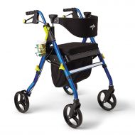 Medline Premium Empower Folding Mobility Rollator Walker with 8 Wheels, Blue