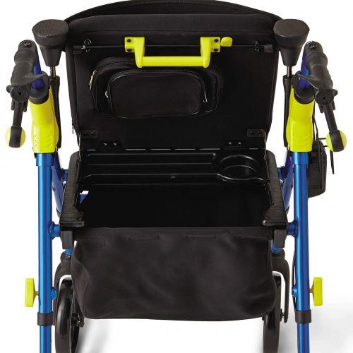  Medline Premium Empower Folding Mobility Rollator Walker with 8 Wheels, Blue