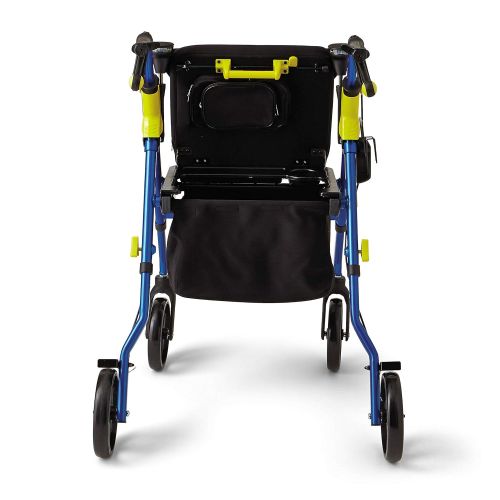  Medline Premium Empower Folding Mobility Rollator Walker with 8 Wheels, Blue