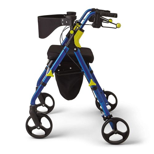  Medline Premium Empower Folding Mobility Rollator Walker with 8 Wheels, Blue