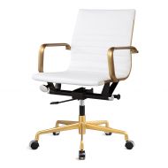 Meelano 348-GD-WHI M348 Home Office Chair 33.93 x 23.4 x 22.23 Gold/White