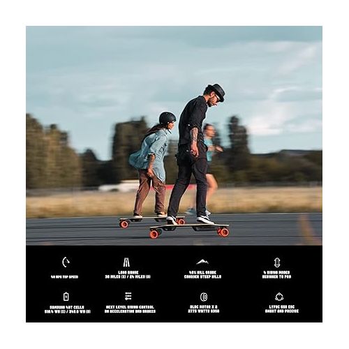  MEEPO Electric Longboard Skateboard with Remote for Adults, 31 MPH Top Speed, 31 Miles Long Range with 2800W*2 Belt Motor, Bamboo & Fiberglass Deck, 330 LBS Max Load, Voyager