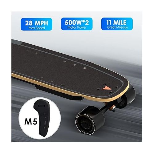  MEEPO Electric Skateboard with Remote, 28 MPH Top Speed, 11 Miles Range,330 Pounds Max Load, Maple Cruiser for Adults and Teens, Mini5