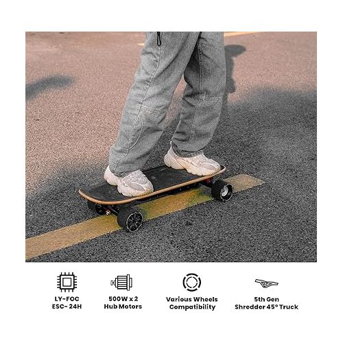  MEEPO Electric Skateboard with Remote, 28 MPH Top Speed, 11 Miles Range,330 Pounds Max Load, Maple Cruiser for Adults and Teens, Mini5